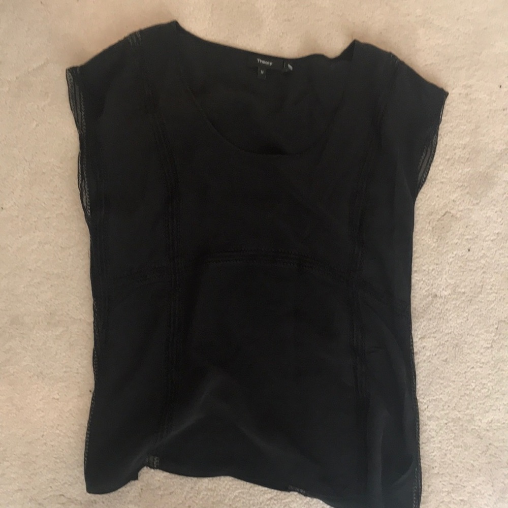 Silk cotton top with lace details - theory
